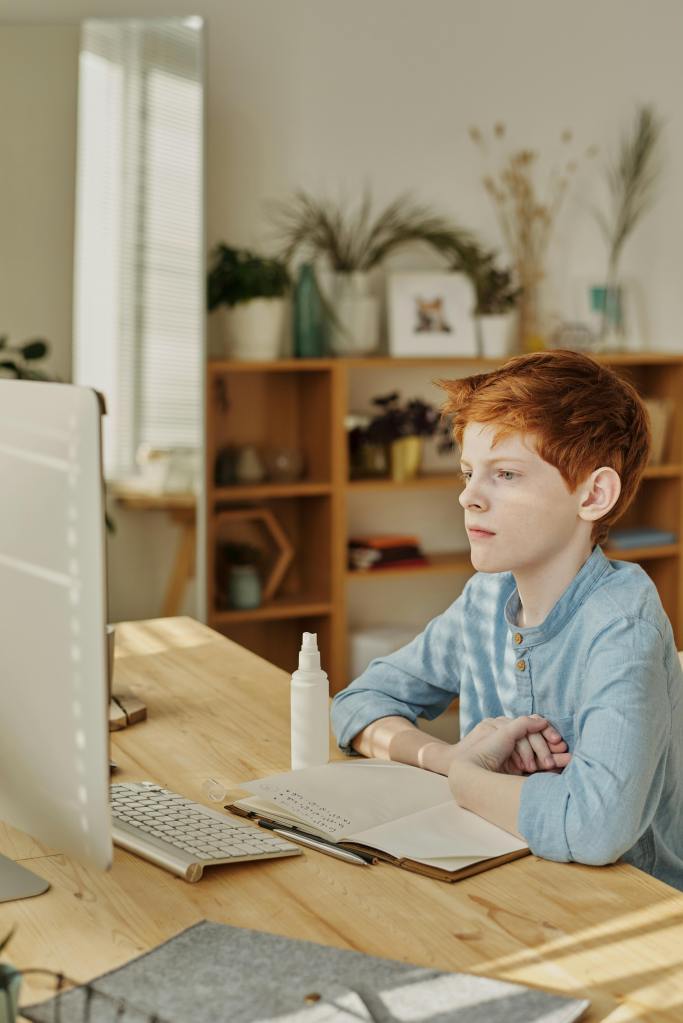 middle school student working